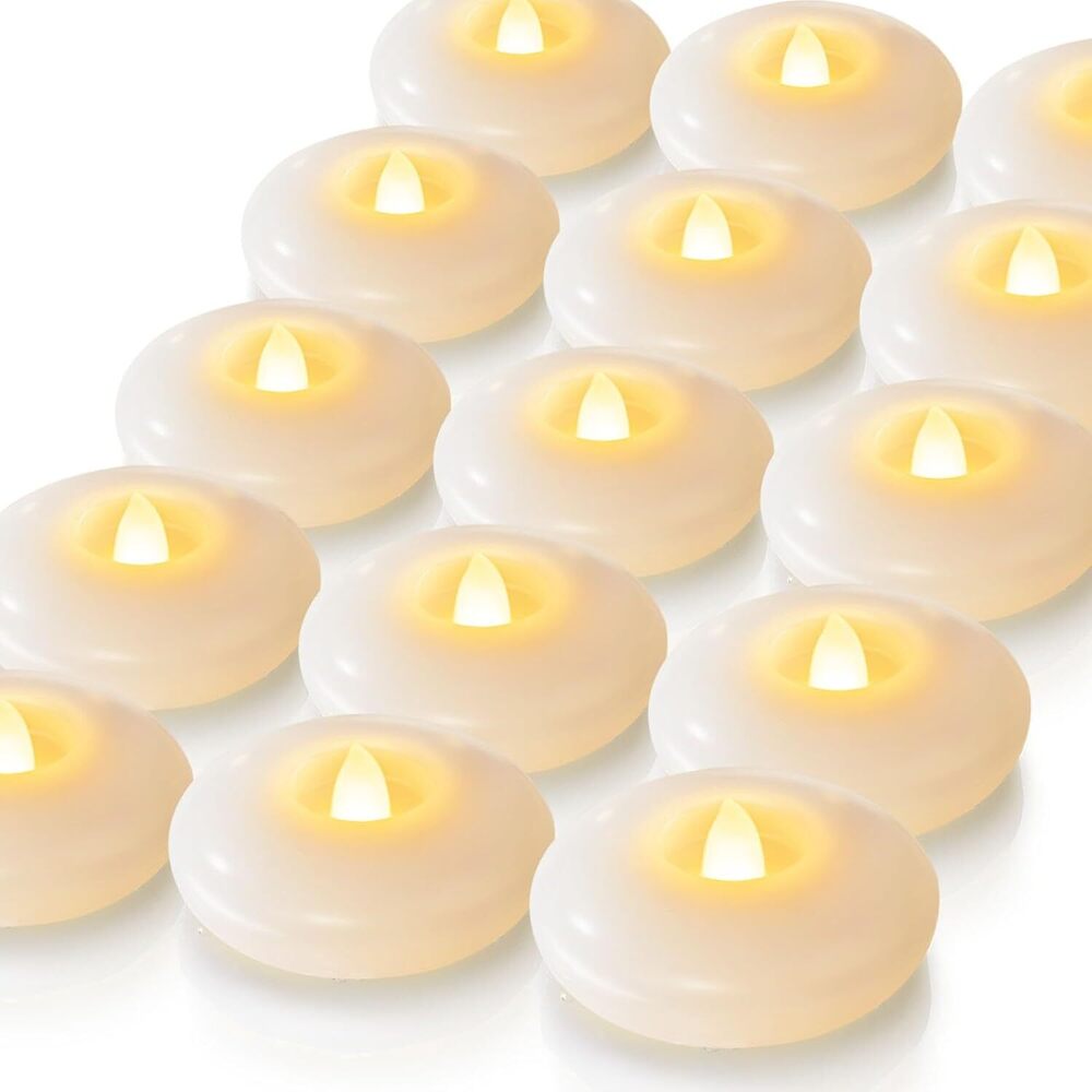 24 Pack 3” Flameless Led Floating Candles, 200 Hour White Battery